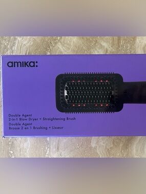 amika Black 2‑in‑1 Paddle Brush Dryer